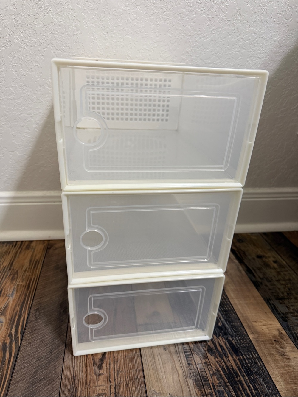 Stackable White Plastic Storage Drawers - 3 Tier